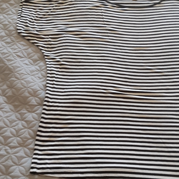 Michael Kors black and white striped asymmetric top - Picture 7 of 11